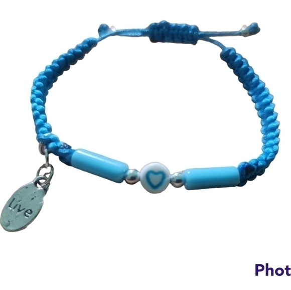 HANDMADE adjustable nylon satin cordSilver round spacer bead long acrylic bead B - Picture 1 of 5